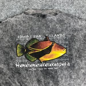 Hawaiian Lava T-Shirt Mens L Black Acid Wash Graphic Fish Hawaii Souvenir Tee